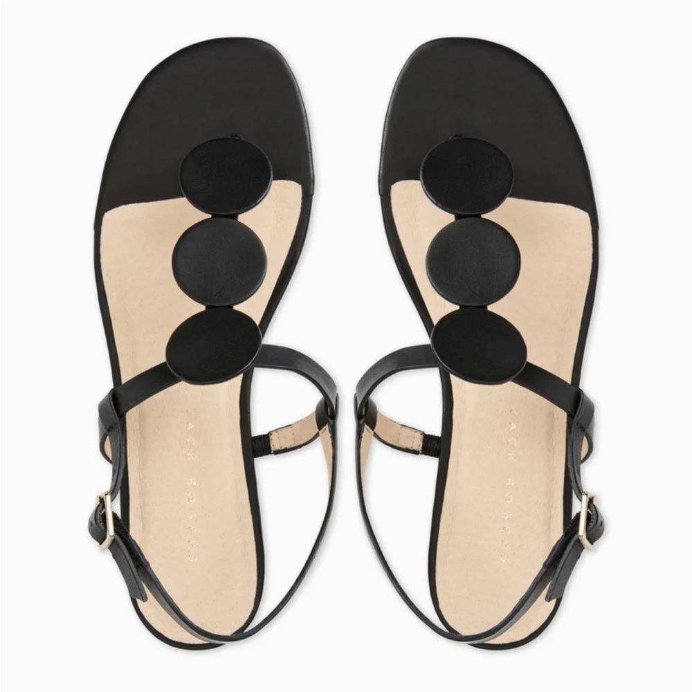 Jack Rogers Worth Slingback Leather Flat Sandals Geometric Black Women’s Size 8